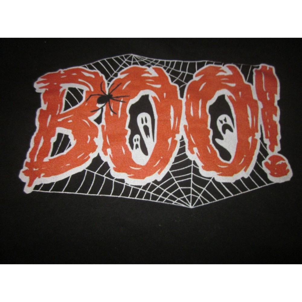 Halloween Ghost Spider Cropped T-Shirt Women's Size XSmall Black Orange - Picture 2 of 3